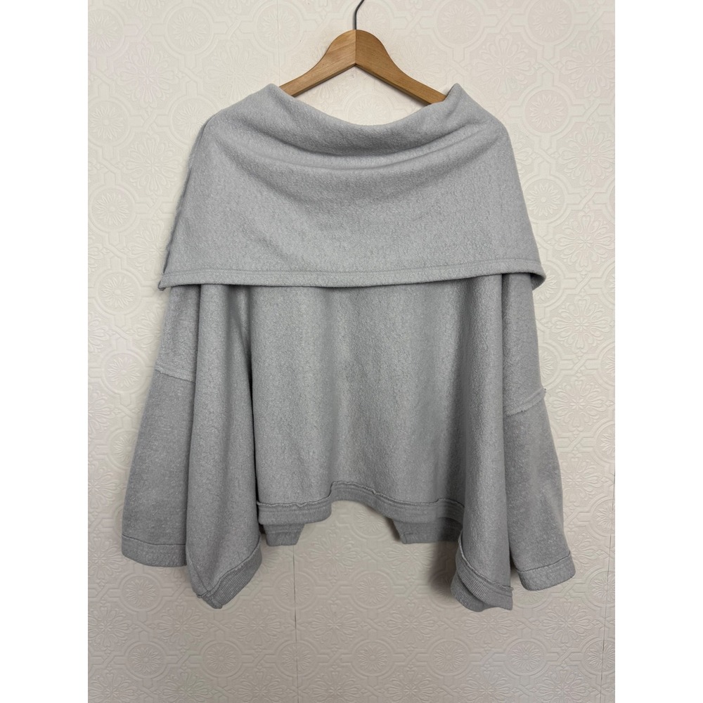 Free People Huntington Pullover Sweatshirt Grey Cowl Neck OB99734 Womens Medium